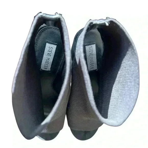 Steve Madden Womens Black Ferris Fabric Peep Toe Ankle Fashion Boots | Size 9.5 - Picture 4 of 5